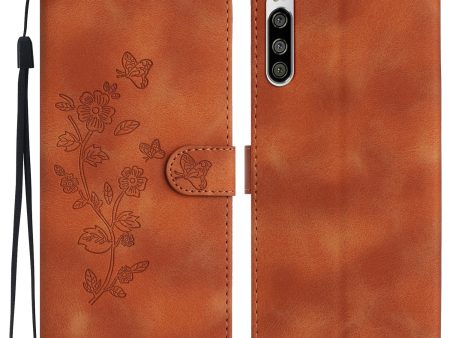 Flower Imprint Leather Case for Sony Xperia 5 , Wallet Stand Mobile Phone Protective Cover For Discount