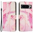 For Google Pixel 8 Pro Marble Pattern Mobile Phone PU Leather Case Wallet Stand Cover with Wrist Strap Supply