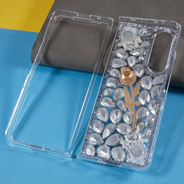 Rhinestone Decor Phone Case for Samsung Galaxy Z Fold5 5G , 2-Piece Design Hard PC Phone Cover Cheap