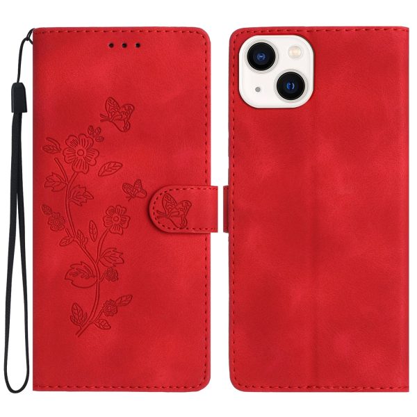 For iPhone 13 mini 5.4 inch Leather Wallet Phone Cover Flower Imprinted Stand Mobile Case Sale