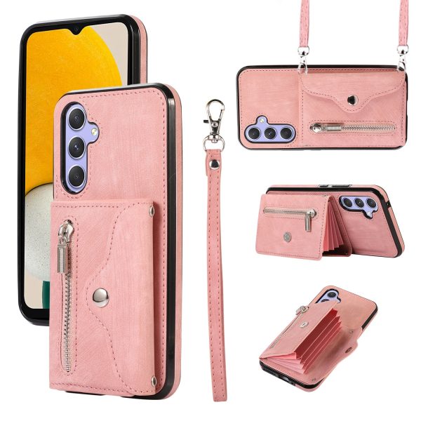 Smartphone Case for Samsung Galaxy A13 5G PU Leather+TPU Kickstand Shell with RFID Blocking Card Bag on Sale