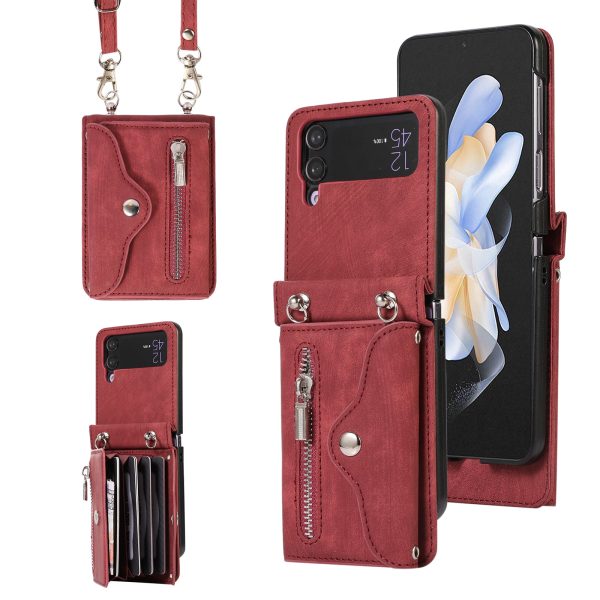 Phone Case for Samsung Galaxy Z Flip3 5G RFID Blocking Card Bag PU Leather+TPU Cover with Kickstand Hot on Sale