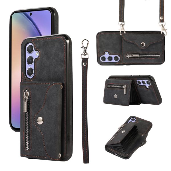 For Samsung Galaxy A54 5G RFID Blocking Mobile Phone Cover Card Bag Kickstand PU Leather Coated TPU Cover on Sale