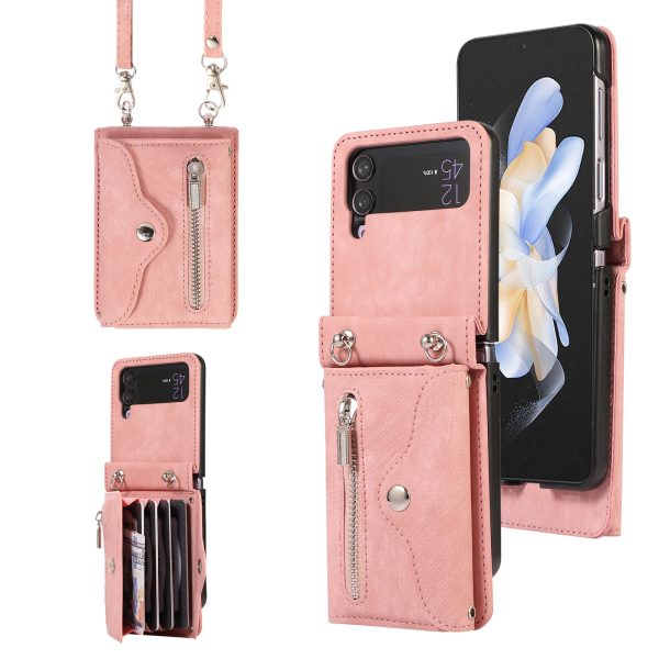 Phone Case for Samsung Galaxy Z Flip3 5G RFID Blocking Card Bag PU Leather+TPU Cover with Kickstand Hot on Sale