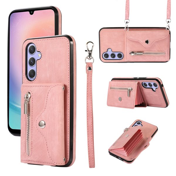 For Samsung Galaxy A24 4G Wallet Design Phone Case RFID Blocking Card Bag Kickstand PU Leather+TPU Cover For Sale