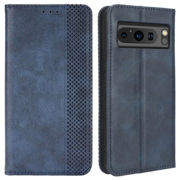 For Google Pixel 8 Pro PU Leather Cover Magnetic Closure Stand Wallet Retro Mobile Phone Case on Sale