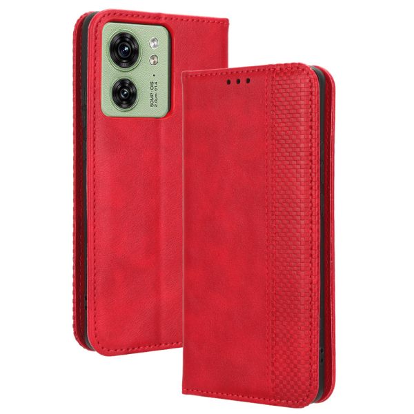 For Motorola Edge 40 5G Retro Stand PU Leather Magnetic Phone Case Wallet Anti-Scratch Mobile Phone Cover For Sale