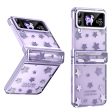 For Samsung Galaxy Z Flip4 5G Hinge Protection Hard PC Phone Case Stars Pattern Electroplating Cover For Sale