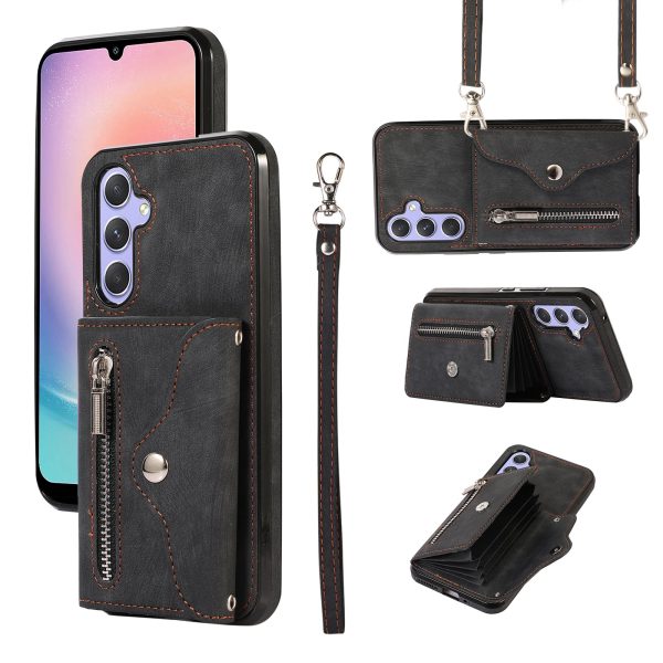 For Samsung Galaxy A24 4G Wallet Design Phone Case RFID Blocking Card Bag Kickstand PU Leather+TPU Cover For Sale