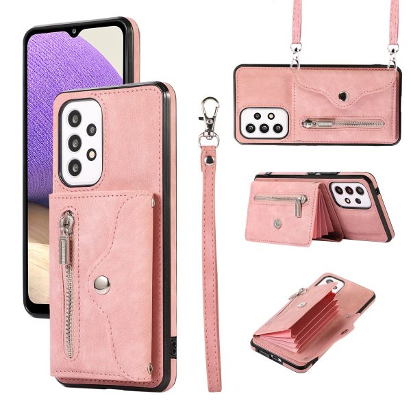 Phone Case for Samsung Galaxy A32 5G   M32 5G PU Leather+TPU Shell with RFID Blocking Card Bag and Kickstand Fashion