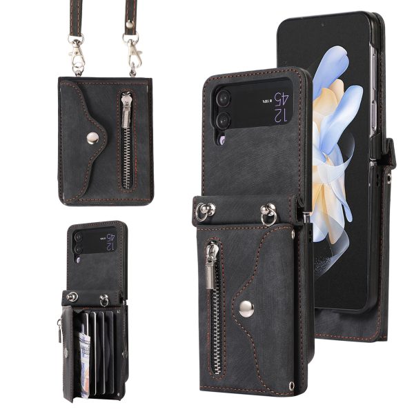 Phone Case for Samsung Galaxy Z Flip3 5G RFID Blocking Card Bag PU Leather+TPU Cover with Kickstand Hot on Sale