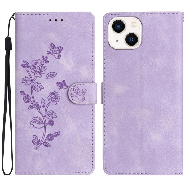 For iPhone 13 mini 5.4 inch Leather Wallet Phone Cover Flower Imprinted Stand Mobile Case Sale