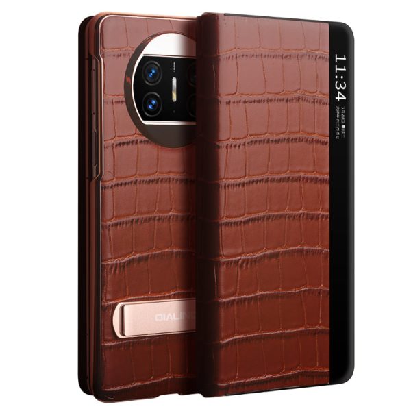 QIALINO For Huawei Mate X3 5G Genuine Cow Leather Case Magnetic Auto Wake   Sleep Anti-Drop Phone Cover with Kickstand For Discount