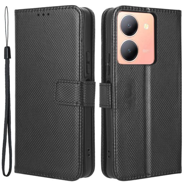 For vivo Y36 4G   Y36 5G   Y78 5G (China) Mobile Phone Case Stand Wallet PU Leather Shell Diamond Texture Phone Cover Online now