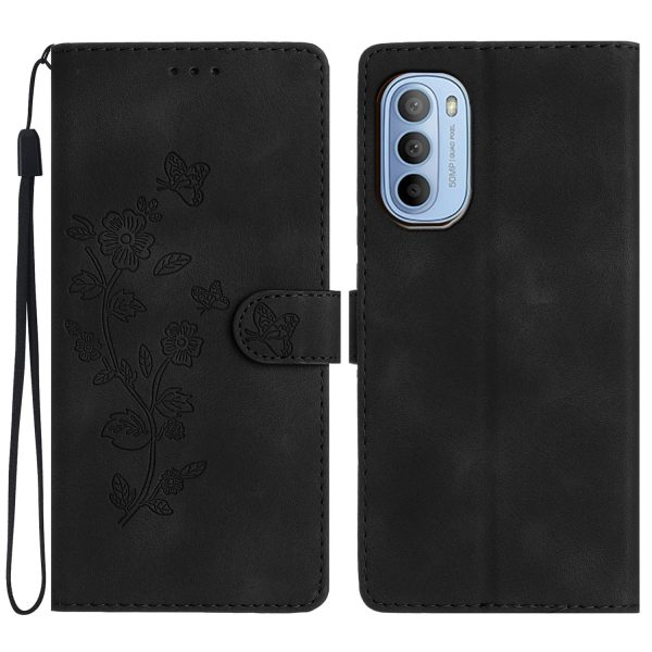 For Motorola Moto G62 5G Magnetic Phone Case Imprinted Flower Wallet Stand Leather Mobile Phone Cover Hot on Sale