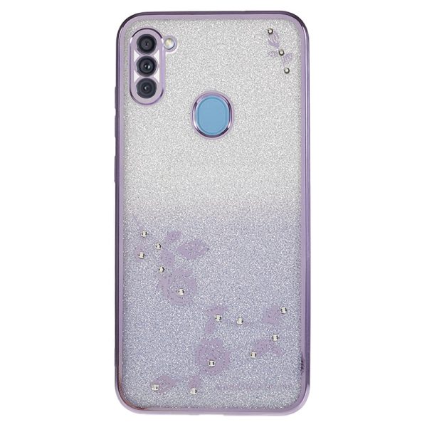 KADEM For Samsung Galaxy A11 (EU Version) Rhinestone Flower Mobile Case Glitter Gradient Flexible TPU Cover Fashion