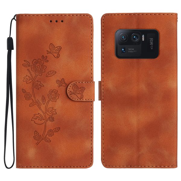 For Xiaomi Mi 11 Ultra Wallet Phone Shell Imprinted Flower Anti-Scratch Leather Mobile Phone Stand Case For Discount