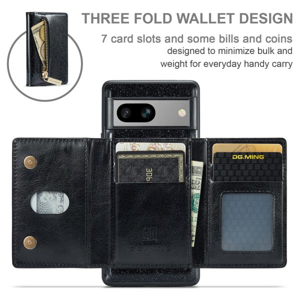 DG.MING M3 Series For Google Pixel 7a Glittery PU Leather Coated PC+TPU Back Case with Magnetic Detachable Wallet Sale