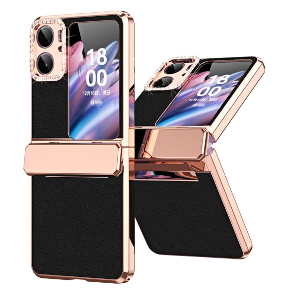 For Oppo Find N2 Flip 5G PU Leather+PC Phone Case Hinge Protection Electroplating Back Cover Discount