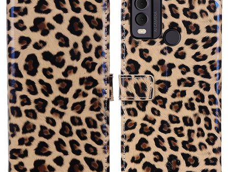 For Nokia C22 PU Leather Stand Case Leopard Pattern Mobile Phone Wallet Cover Fashion