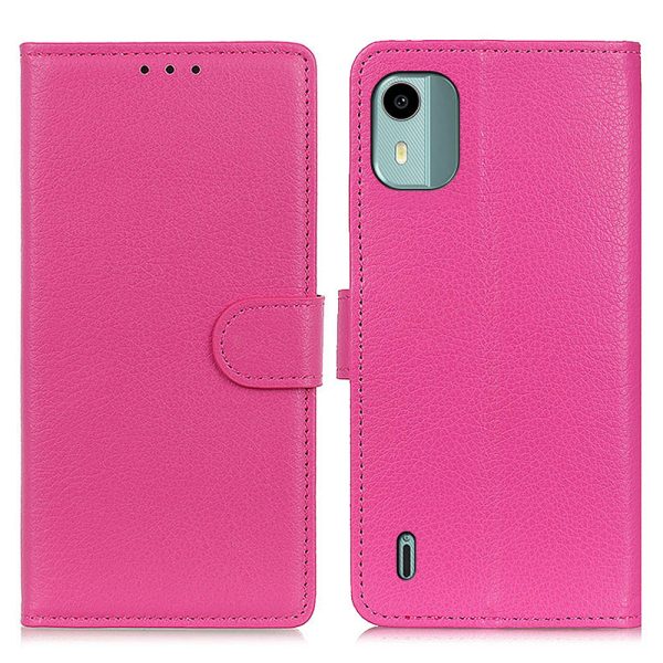 For Nokia C12 4G   C12 Plus   C12 Pro Litchi Texture Leather Wallet Mobile Case Flip Stand Drop-proof Phone Cover on Sale